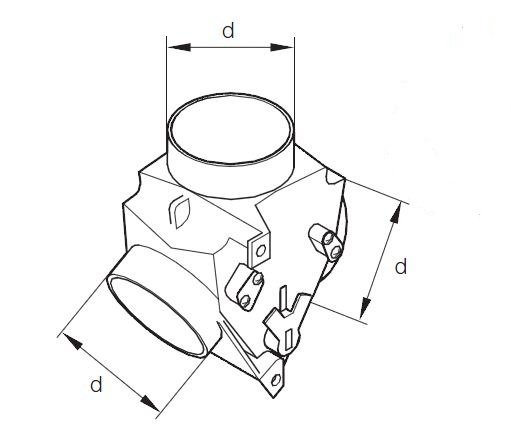 Eberspächer Manifold with valve. 90 x 90 x 90 mm